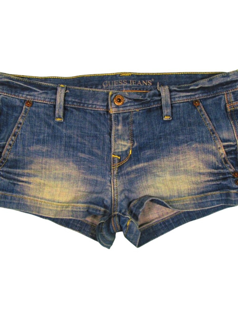 Guess Jeans Womens Low Rise Blue Denim Booty Shorts Size 28 Vintage 90s Grunge